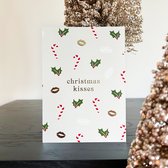 10x Kerst Ansichtkaart - Goudfolie - Met enveloppen - Christmas Kisses