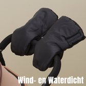 Allernieuwste.nl® Kinderwagen Handschoenen 2 Stuks Wanten Buggy - Wollen Binnenzijde - Winddicht - Waterdicht - Gants de Poussette - Warme Handmoffen - 2 Stuks Apart - kleur Zwart