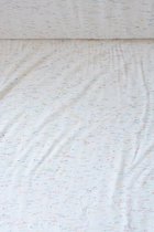 Tricot rayon wit met kleine gekleurde streepjes 1 meter - modestoffen voor naaien - stoffen Stoffenboetiek