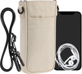 kwmobile Telefoontasje geschikt voor XXL - 7" - Universeel smartphone hoesje van canvas - Met telefoonkoord - In crème