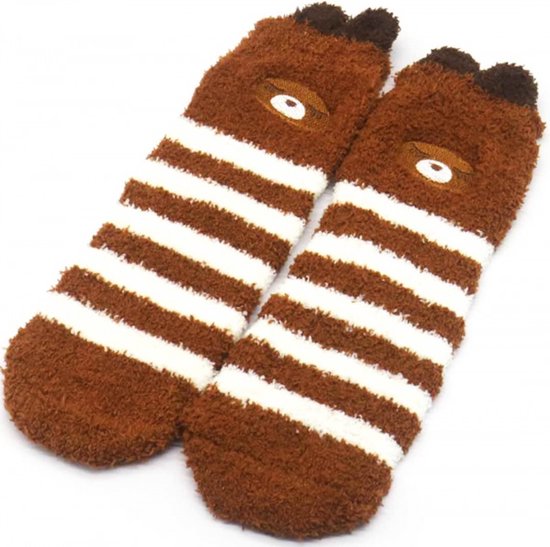 Chaussettes moelleuses, chaussettes d'hiver chaudes, 2 PAIRES, chaussettes de maison, douces, avec motif ours, ours, taille unique (35-40), astuce cadeau !