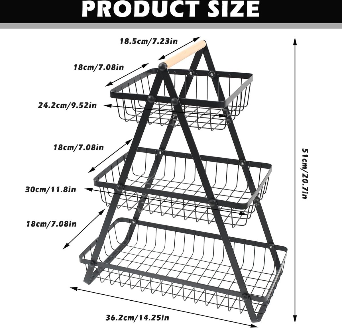 Corbeille à Fruits à 3 Niveaux, Support Amovible Pour Fruits Et Légumes