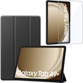Geschikt voor Samsung Galaxy Tab A9 Tablet hoes + Screenprotector – Gehard Glas Cover + Shock Proof Hoesje - Zwart