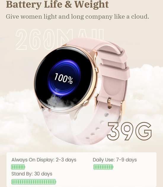 Fairweather Smartwatch Amoled Ultra – Dames & Heren – HD – Stappenteller – Slaapmeter – hartslagmeter – Geschikt voor iOS en Android - Fairweather