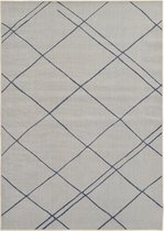 Vercai Rugs Terrace Collection - Tapis à poils ras - Tapis intérieur et extérieur - Polypropylène - Ivoire / Blauw - 160x220 cm