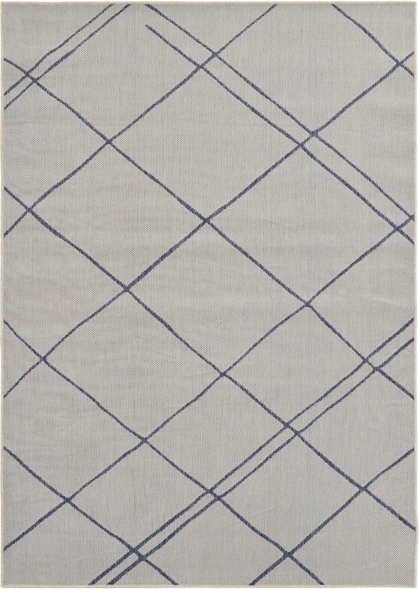 Vercai Rugs Terrace Collectie - Laagpolig Vloerkleed - Tapijt voor Binnen en Buiten - Polypropyleen - Ivoor / Blauw - 160x220 cm