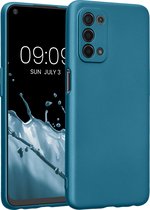 kwmobile metallic telefoonhoesje van TPU - geschikt voor Oppo A74 (5G) / A54 (5G) - Flexible case voor smartphone - In Metallic carabisch blauw