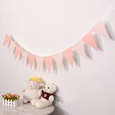 Roze vlaggenlijn - vlaggetjes - slinger met wafel - geboorte - babyshower - feestdecoratie