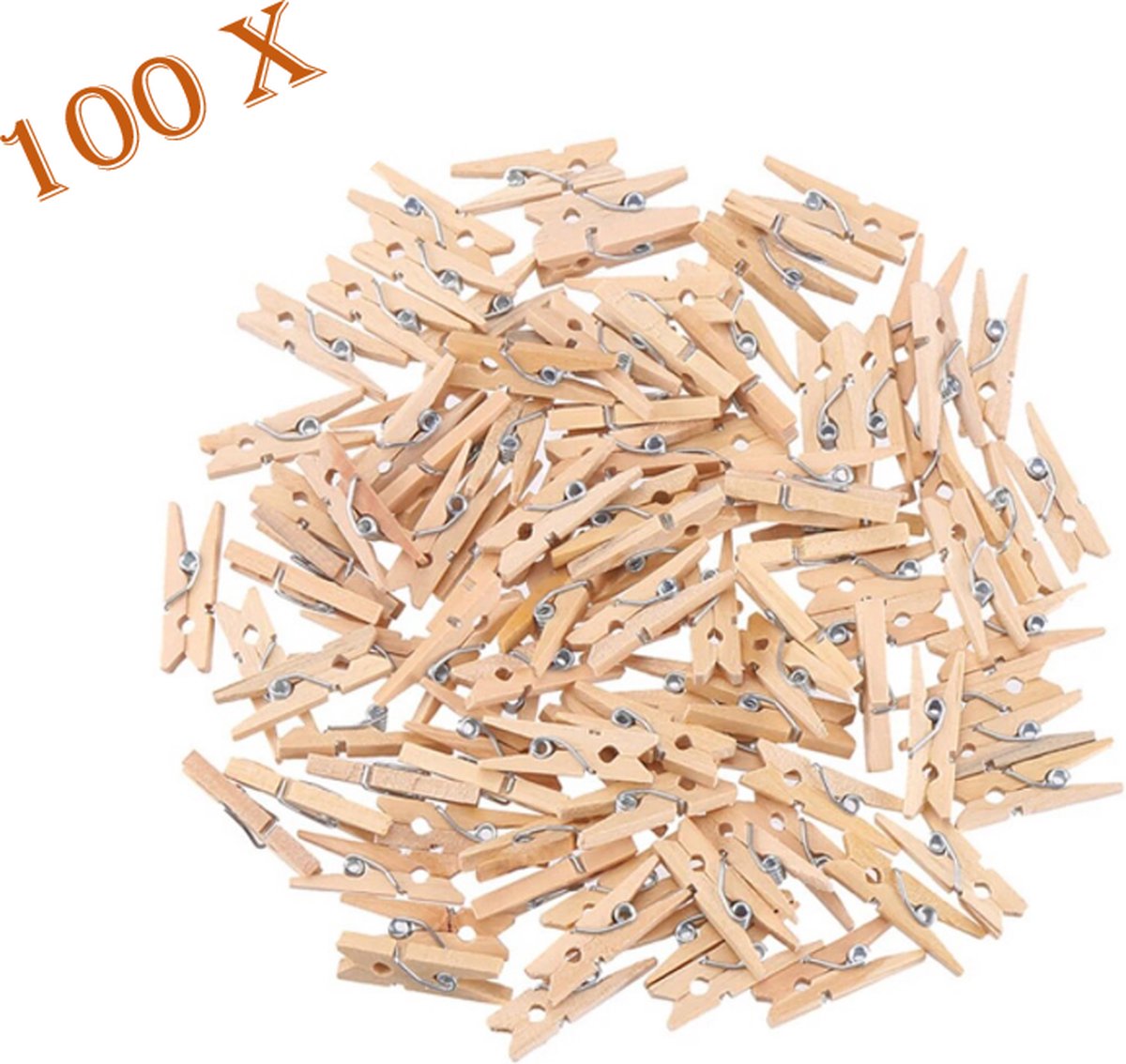 Goedkoopste FSW-Products Houten Mini Knijpers (25x3mm) - Set van 100 Kleine Clips voor Polaroid Foto's, Kerstkaarten en Meer