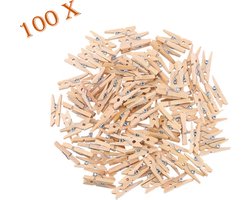 FSW-Products Houten Mini Knijpers (25x3mm) - Set van 100 Kleine Clips voor Polaroid Foto's, Kerstkaarten en Meer