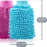 3x washandschoen voor auto en huishouden - microvezelhandschoen - chenillehandschoen - poetshandschoen voor autoverzorging, autowassen en glazenwassen (3-delige autowasset)