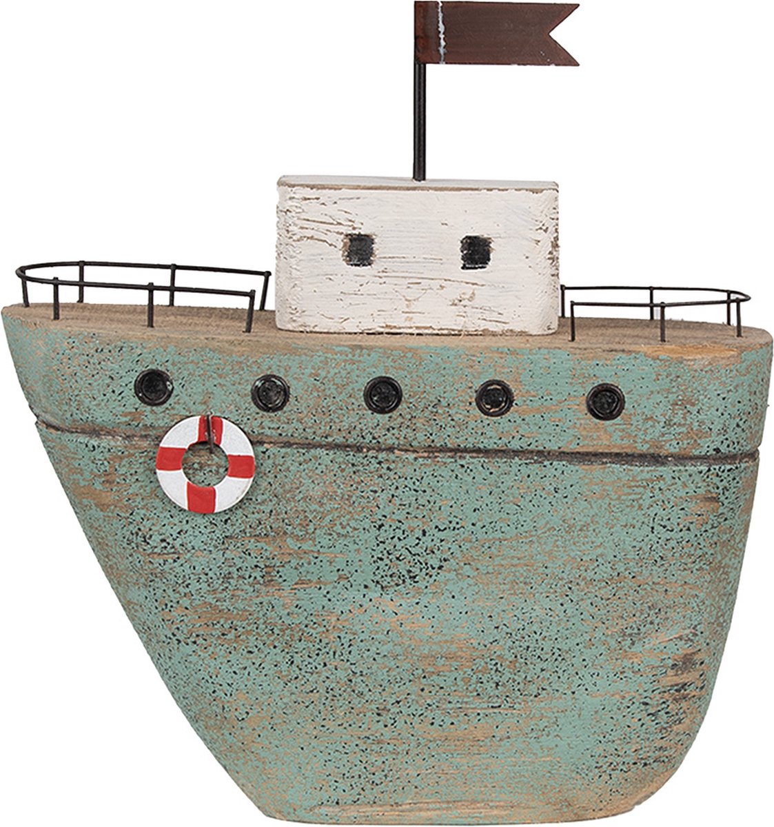Clayre & Eef Decoratie Boot Groen Metaal