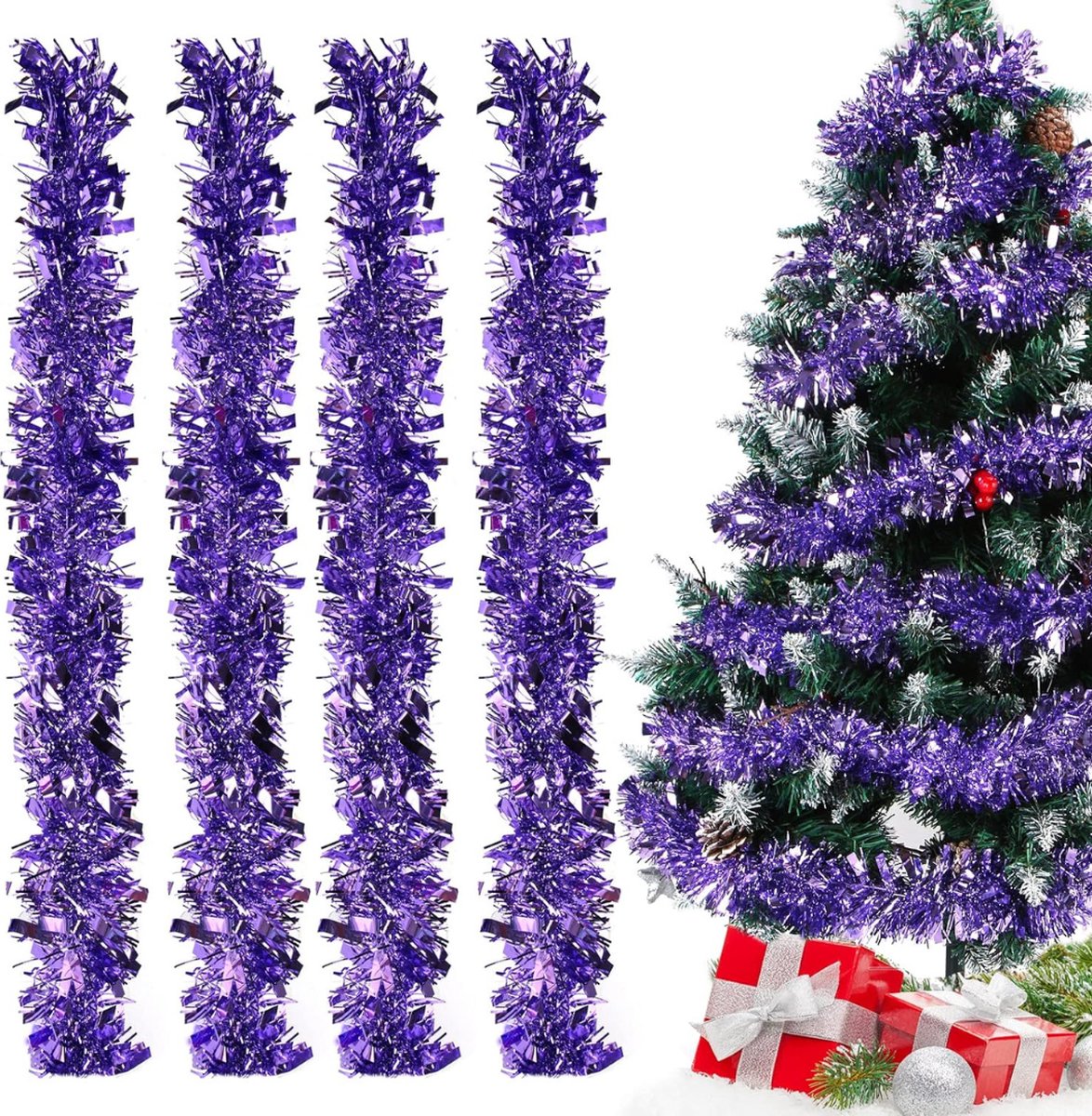 4 luxe kerstslingers - 2M lang - voor elk kerstboom