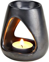 Geurbrander voor amberblokjes/geurolie - keramiek - zilver - 9 x 10 x 9 cm