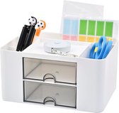 SHOP YOLO - organisateur de bureau - avec tiroir - porte-stylos - organisateur de tiroir blanc - bureau - bureau multifonctionnel - 7 compartiments - cadeau pour homme
