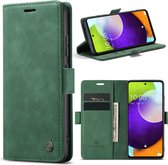 Geschikt Voor Samsung Galaxy A33 Hoesje - Solidenz Urban Bookcase A33 - Telefoonhoesje A33 - A33 Case Met Pasjeshouder - PU Leren Hoes - Draadloos Opladen - Groen