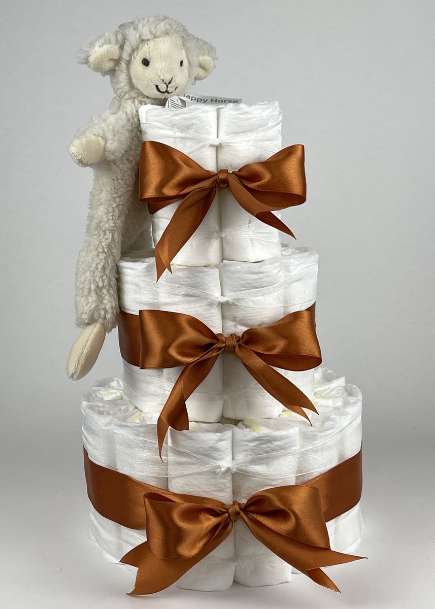 Goedkoopste Chouette-Chouette | Luiertaart Neutraal | Kraamcadeau | Geboorte Jongen Meisje | Babyshower | Tuttle Lamb Leo Koper