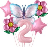 Vlinder 40Inch Nummer Ballonnen Set - Roze Blauwe Zonnebloem - Baby Shower - Decor Helium Ballon - Verjaardagsfeest