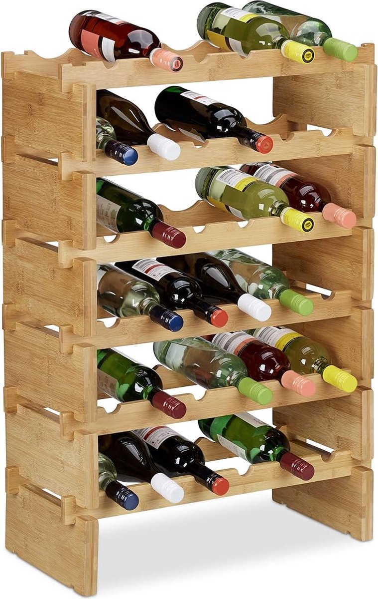 Wijnrek, wijn opberger -flessenrek voor wijn, champagne , fles wijnrek, wijnfleshouder / met 6 niveaus, 6 planken