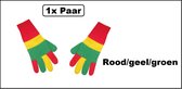 Paar Handschoenen rood/geel/groen - Carnaval thema feest party festival winter