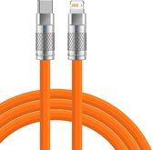 DrPhone LSC - USB-C naar Lightning – 120W 6A - Liquid Vloeibare Siliconen Ultrazacht Power kabel - Snel opladen + Data - Oranje – 1M