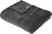 Fleece deken - Plaid - Flanel - 125 x 150 CM - Gevlochten - Extra zacht - Antraciet - donker grijs