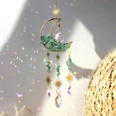 Cosy Casa® - Crystal Moon Suncatcher - Vert - Crystal Suncatcher - Couleur Or - Décoration de fenêtre - Moon Suncatcher - Cristaux - Suncatcher - Pierre précieuse - Améthyste - Machic - Pierre précieuse - Spirituel