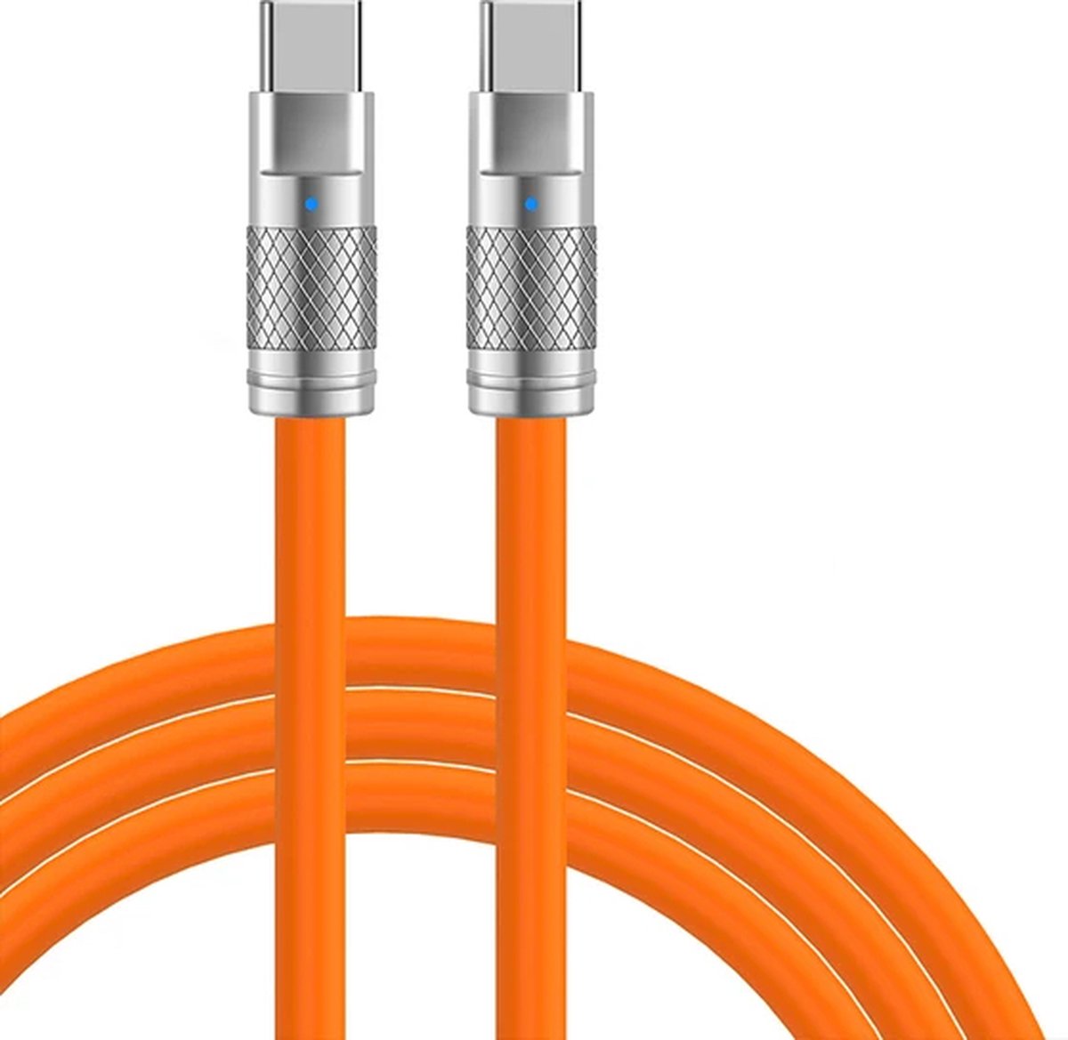 DrPhone LSC - USB-C naar USB-C – 120W 6A - Liquid Vloeibare Siliconen Ultrazacht Power kabel - USB2.0 - Snel opladen + Data - Oranje – 2M