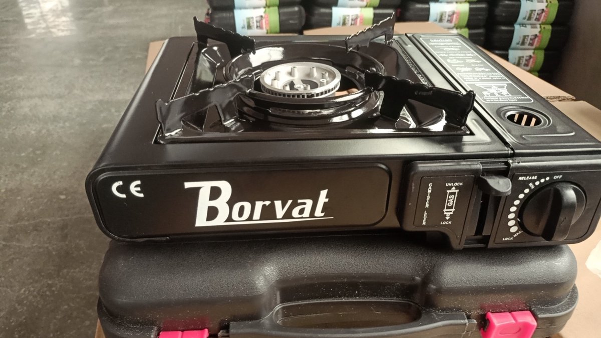 Borvat® - Camping kooktoestel 1-pits - butaangas gaspit met koffer - 2.5 KW