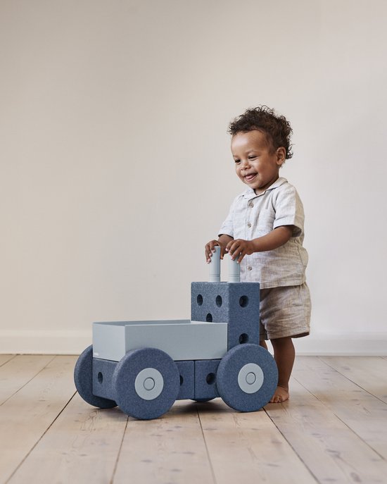 Modu Activity Toy Baby Walker - Open Ended Play - Loopwagen Baby - Looptrainer - Blokken - Deep Blue / Sky Blue van Modu — afbeelding 3