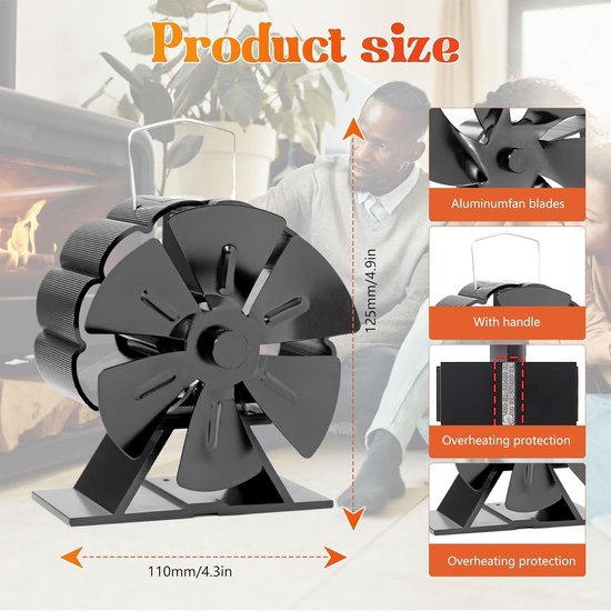Magnetische kachelventilator zonder stroom - efficiënte warmteverdeling