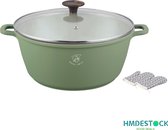 Royal Swiss - Marble soep/braadpan - Met glazen afdekplaat groen - voor inductie -Ø24 CM