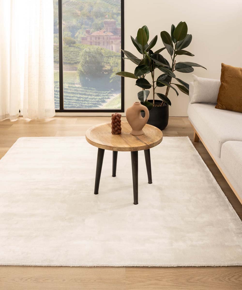 Viscose vloerkleed vierkant - Pearl wit 250x250