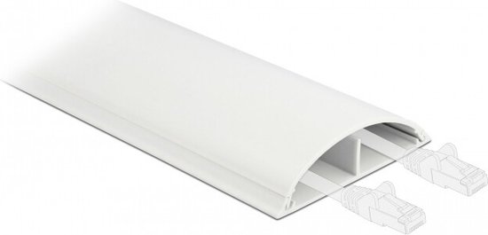 Goulotte plastique demi-ronde avec bande adhésive autocollante - 100 x 11,9  cm / blanc