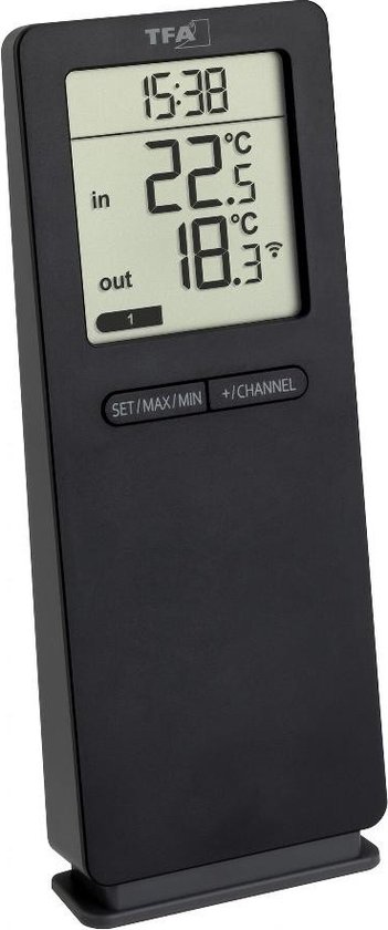 TFA Dostmann Funk-Thermometer LOGOneo 30.3071.01 Draadloze thermometer digitaal Zwart