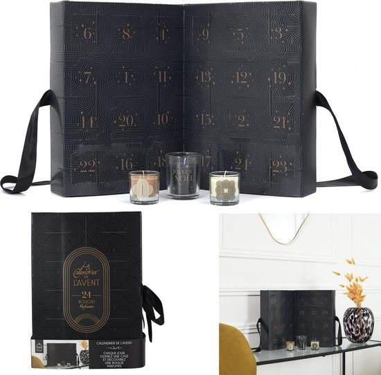 Adventskalender - Zwart - Geurkaarsen dames - Adventkalender vrouwen - Adventskalenders zwart met geuren 2023