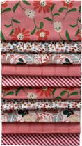 BINK Bedding - 10 lapjes - Quilt Patchwork - Rood roze 25 x 25 cm. Set = 10 lapjes