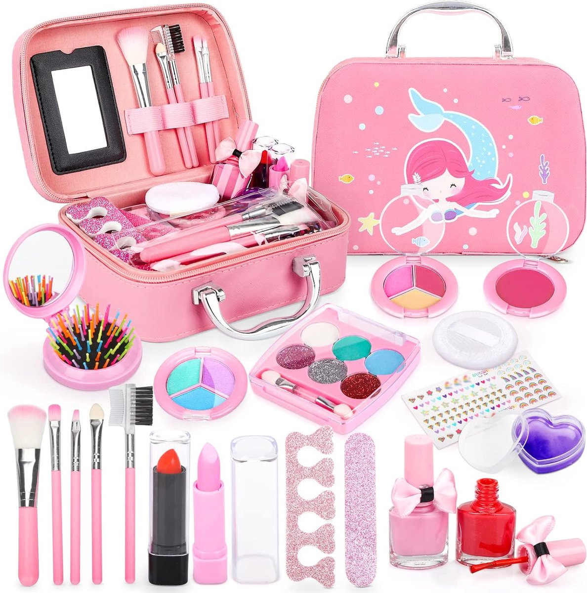 Maquillage Enfant Jouet Filles, 30 Pcs Lavable Malette Maquillage