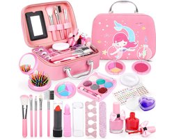 Kindermake-up Set voor Meisjes – Wasbare & Niet-Giftige Make-Up Speelgoedkoffer met Nagellakset – Creatieve Schminkset voor Kinderen – Veilig Speelgoedcadeau voor Meisjes & Jongens