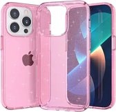 iPhone 15 Pro Glitter Telefoonhoesje - Apple iPhone 15 Pro Glitter Back Cover - TPU - Roze