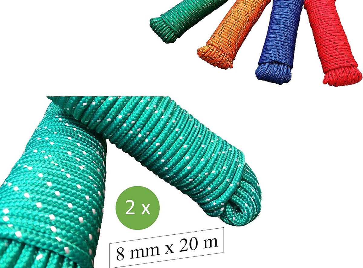 Green Home Touw 8 mm 40 m - 2 stuks set - polypropyleen touw PP
