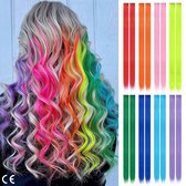 16X Hairextension Mix Kleur - Clip In Haar - Haar Extrension - Nephaar - Kunsthaar - Gekleurde Haarverlengingen - 8 Prachtige Kleuren voor Meisjes - Perfect voor Prinsessenfeestjes - Clip-in Haarstukken van 50cm