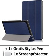 Smart Cover Book Case Hoes Geschikt Voor Lenovo Tab M10 10,1 Inch (2019) Tri-Fold Multi-Stand Flip Sleeve - Blauw