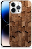 Bumper Hoesje Geschikt voor iPhone 14 Pro Max Wooden Cubes
