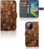 Book Style Case geschikt voor iPhone 14 Pro Max Wooden Cubes