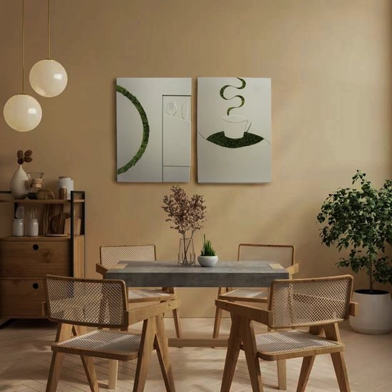 Coffee, 3D mosschilderij - abstract - minimalistisch
