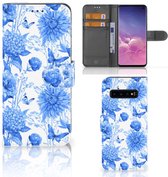 Hoesje voor Geschikt voor Samsung Galaxy S10 Flowers Blue