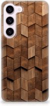 Bumper Hoesje geschikt voor Samsung Galaxy S23 Wooden Cubes