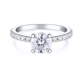 Finesse - Platinum Moissanite Verlovingsring met Zijstenen - 0.5 karaat