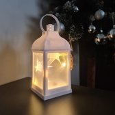 Kerstdecoratie Voor Binnen - Verlichte Decoratie Lantaarn - Kerst Lantaarn - 22 x 10 cm - Led Warm Wit -Op Batterij